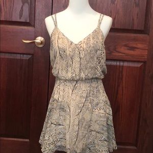 Lulus Tan and Gold Double Strap Razor Back Dress
